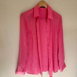 Windsor hot pink silk button down shirt